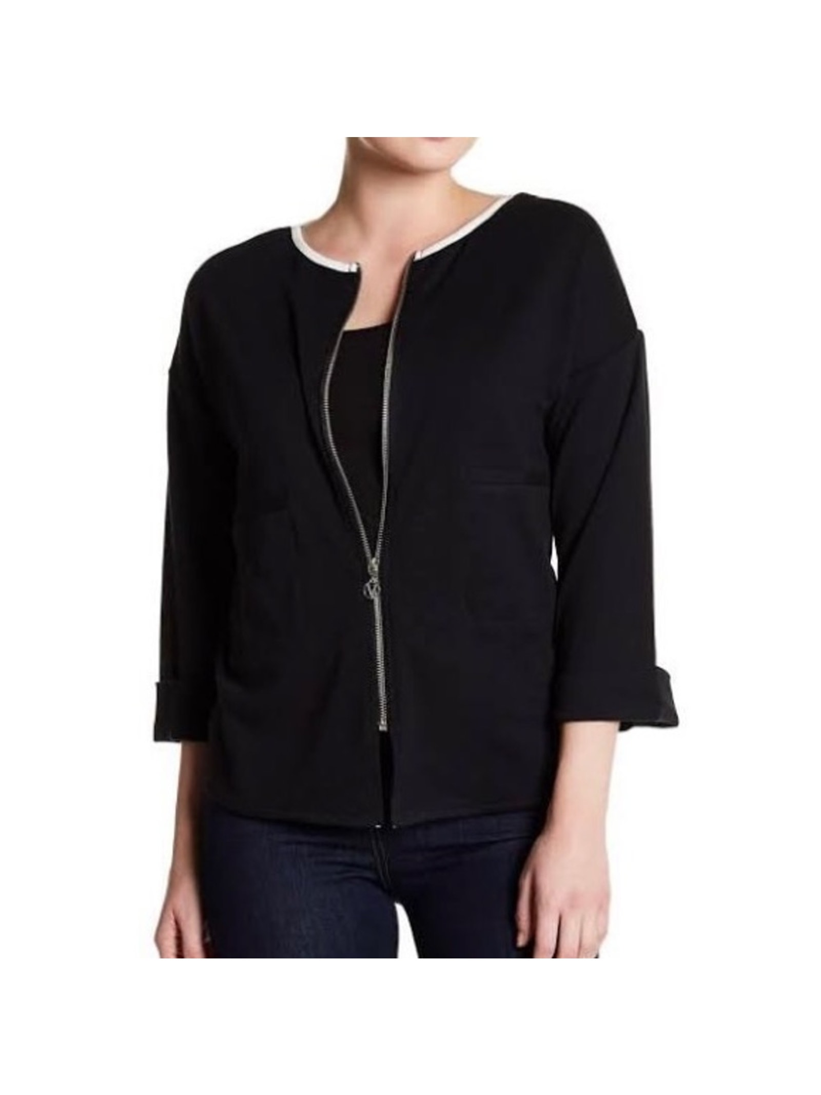 Joan Vass Zip Jacket Pitch Black Size 3 (Women's Xl) New